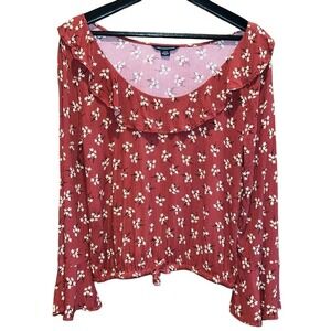 American Eagle Outfitters Blouse Womens M Rust Prairie Floral Boho Top